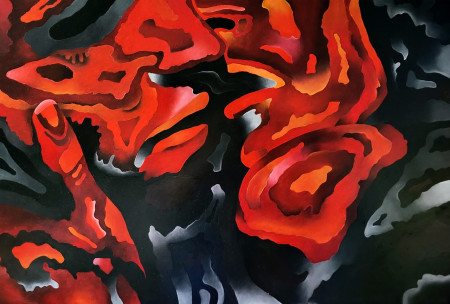 Baciami  Olio e smalto su tavola di legno MDF  80x60x2  2025 (NON DISPONOBILE)